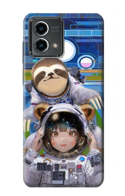 W3915 Raccoon Girl Baby Sloth Astronaut Suit Hard Case and Leather Flip Case For Motorola Moto G Stylus 5G (2023)