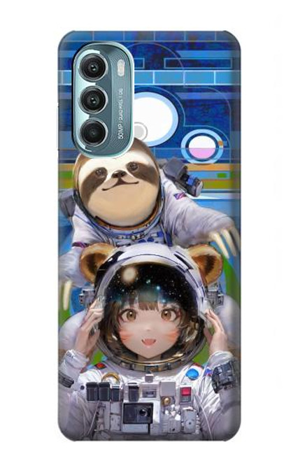 W3915 Raccoon Girl Baby Sloth Astronaut Suit Hard Case and Leather Flip Case For Motorola Moto G Stylus 5G (2022)