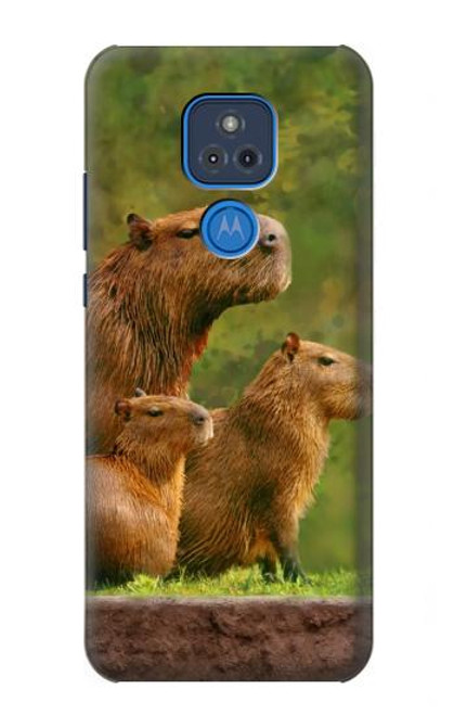 W3917 Capybara Family Giant Guinea Pig Hard Case and Leather Flip Case For Motorola Moto G Play (2021)