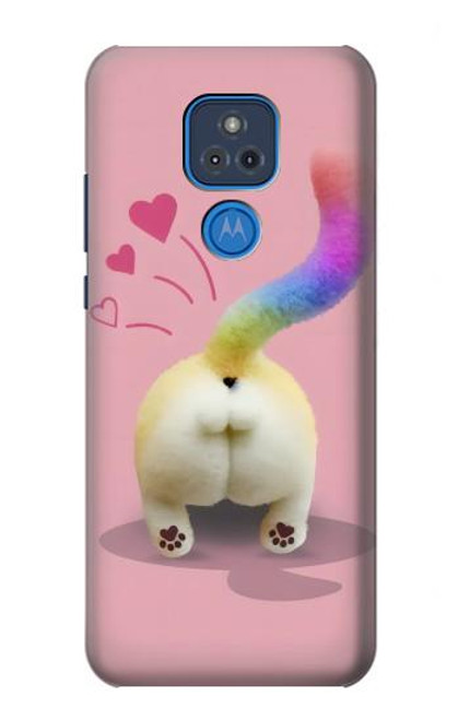 W3923 Cat Bottom Rainbow Tail Hard Case and Leather Flip Case For Motorola Moto G Play (2021)