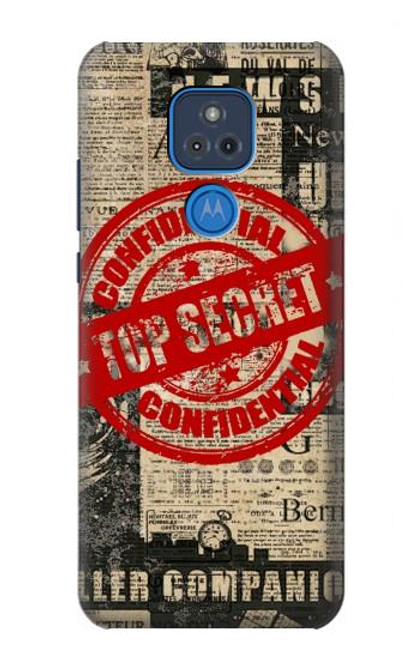 W3937 Text Top Secret Art Vintage Hard Case and Leather Flip Case For Motorola Moto G Play (2021)