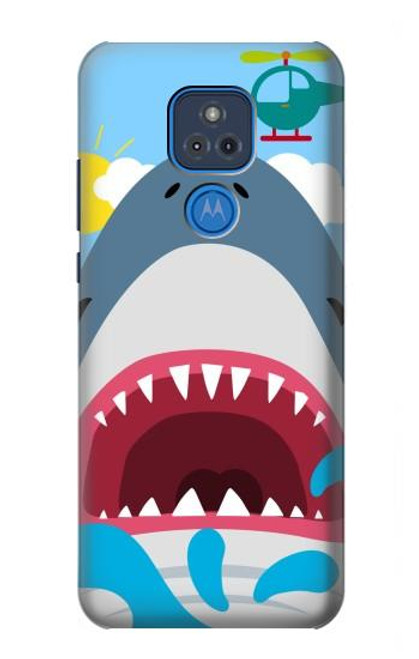 W3947 Shark Helicopter Cartoon Hard Case and Leather Flip Case For Motorola Moto G Play (2021)