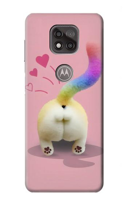 W3923 Cat Bottom Rainbow Tail Hard Case and Leather Flip Case For Motorola Moto G Power (2021)