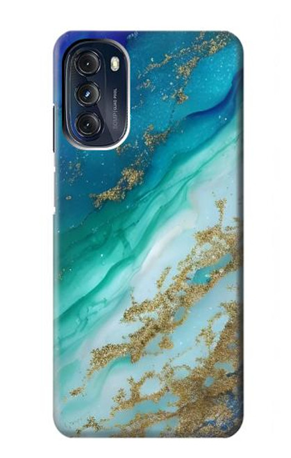 W3920 Abstract Ocean Blue Color Mixed Emerald Hard Case and Leather Flip Case For Motorola Moto G 5G (2023)