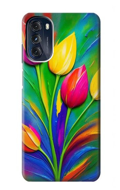 W3926 Colorful Tulip Oil Painting Hard Case and Leather Flip Case For Motorola Moto G 5G (2023)