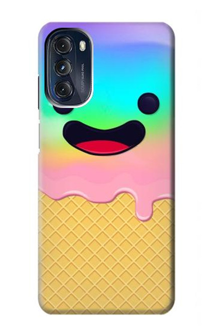 W3939 Ice Cream Cute Smile Hard Case and Leather Flip Case For Motorola Moto G 5G (2023)