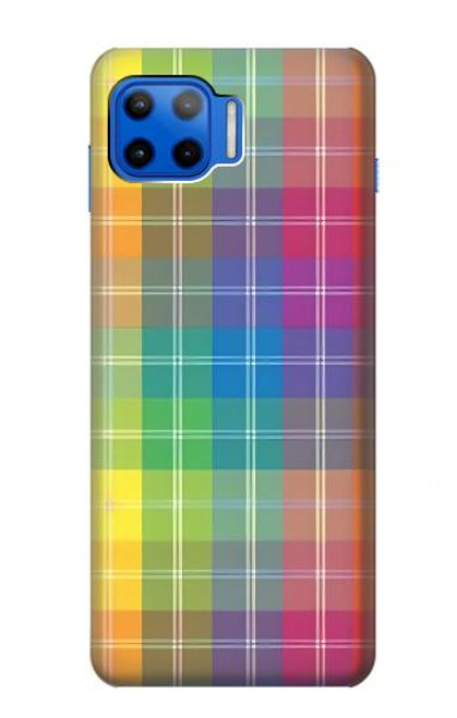 W3942 LGBTQ Rainbow Plaid Tartan Hard Case and Leather Flip Case For Motorola Moto G 5G Plus