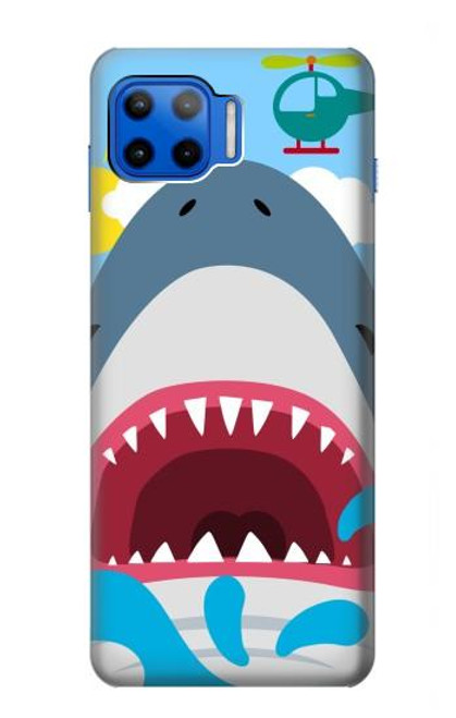 W3947 Shark Helicopter Cartoon Hard Case and Leather Flip Case For Motorola Moto G 5G Plus