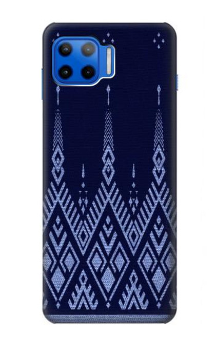 W3950 Textile Thai Blue Pattern Hard Case and Leather Flip Case For Motorola Moto G 5G Plus