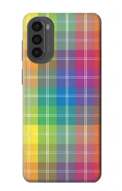 W3942 LGBTQ Rainbow Plaid Tartan Hard Case and Leather Flip Case For Motorola Moto G52, G82 5G