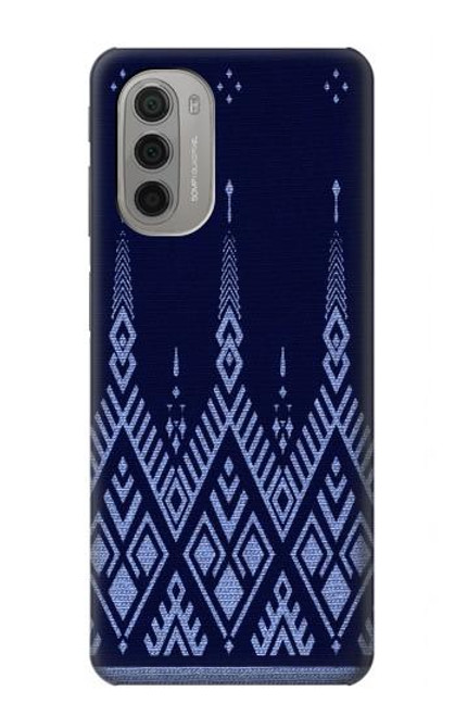 W3950 Textile Thai Blue Pattern Hard Case and Leather Flip Case For Motorola Moto G51 5G