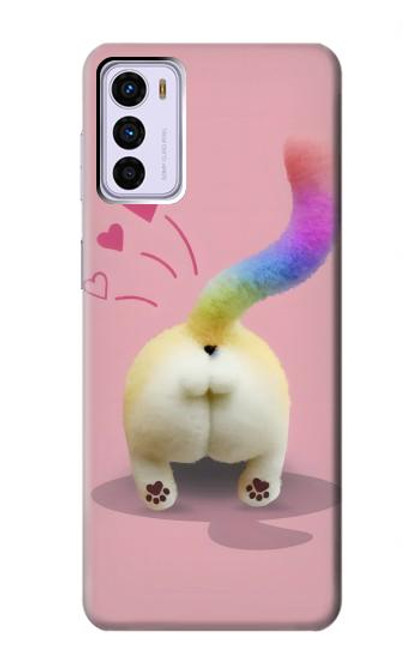 W3923 Cat Bottom Rainbow Tail Hard Case and Leather Flip Case For Motorola Moto G42