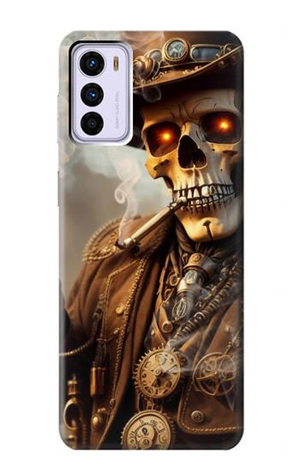 W3949 Steampunk Skull Smoking Hard Case and Leather Flip Case For Motorola Moto G42