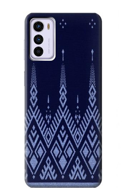 W3950 Textile Thai Blue Pattern Hard Case and Leather Flip Case For Motorola Moto G42