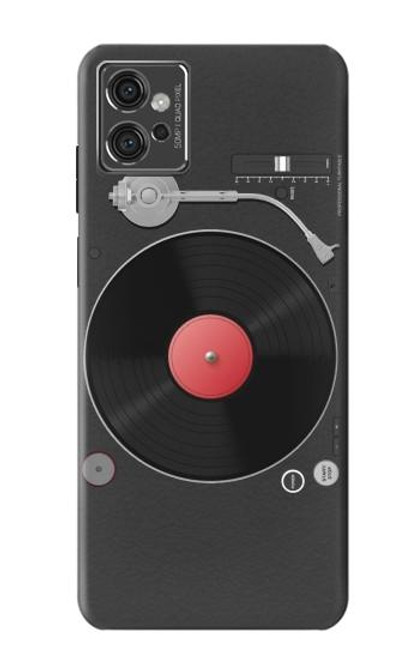 W3952 Turntable Vinyl Record Player Graphic Hard Case and Leather Flip Case For Motorola Moto G32