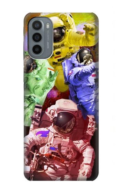 W3914 Colorful Nebula Astronaut Suit Galaxy Hard Case and Leather Flip Case For Motorola Moto G31
