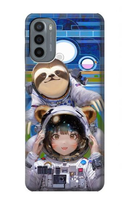 W3915 Raccoon Girl Baby Sloth Astronaut Suit Hard Case and Leather Flip Case For Motorola Moto G31