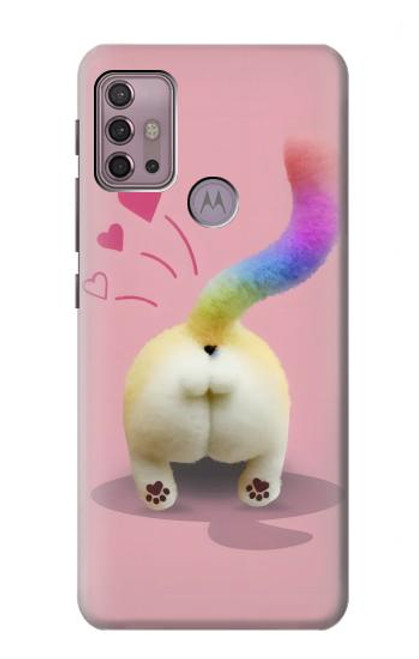 W3923 Cat Bottom Rainbow Tail Hard Case and Leather Flip Case For Motorola Moto G30, G20, G10