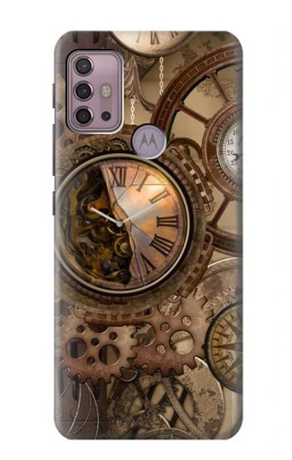 W3927 Compass Clock Gage Steampunk Hard Case and Leather Flip Case For Motorola Moto G30, G20, G10