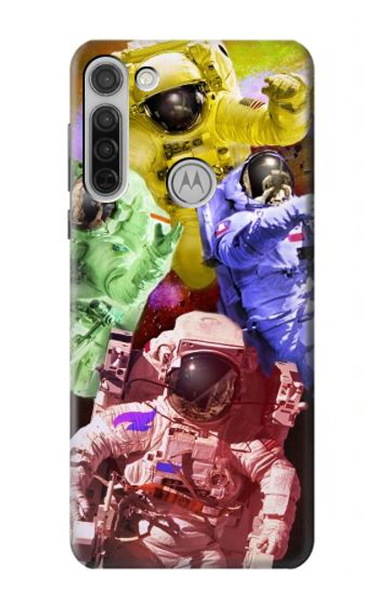 W3914 Colorful Nebula Astronaut Suit Galaxy Hard Case and Leather Flip Case For Motorola Moto G8