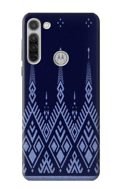 W3950 Textile Thai Blue Pattern Hard Case and Leather Flip Case For Motorola Moto G8