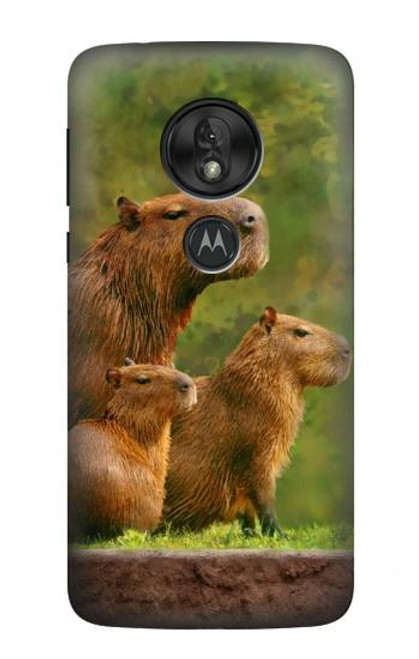 W3917 Capybara Family Giant Guinea Pig Hard Case and Leather Flip Case For Motorola Moto G7 Play
