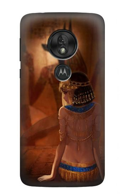 W3919 Egyptian Queen Cleopatra Anubis Hard Case and Leather Flip Case For Motorola Moto G7 Play