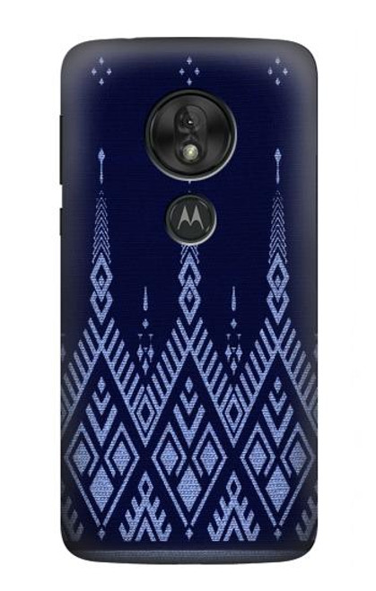 W3950 Textile Thai Blue Pattern Hard Case and Leather Flip Case For Motorola Moto G7 Play