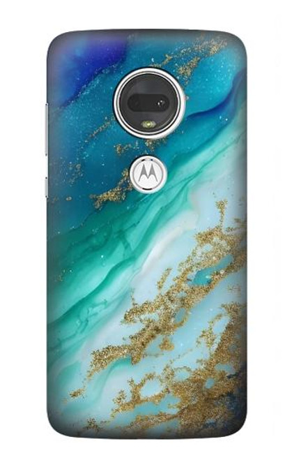 W3920 Abstract Ocean Blue Color Mixed Emerald Hard Case and Leather Flip Case For Motorola Moto G7, Moto G7 Plus