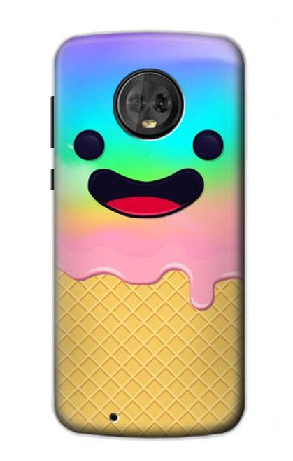 W3939 Ice Cream Cute Smile Hard Case and Leather Flip Case For Motorola Moto G6
