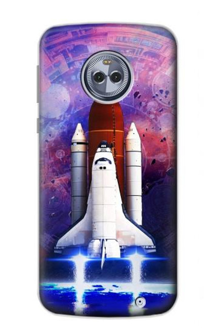 W3913 Colorful Nebula Space Shuttle Hard Case and Leather Flip Case For Motorola Moto X4