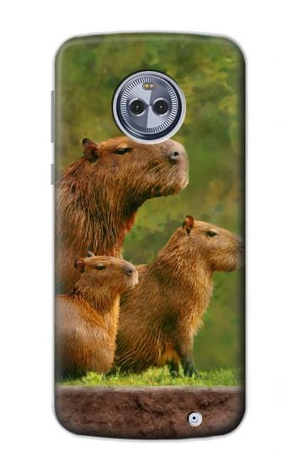 W3917 Capybara Family Giant Guinea Pig Hard Case and Leather Flip Case For Motorola Moto X4