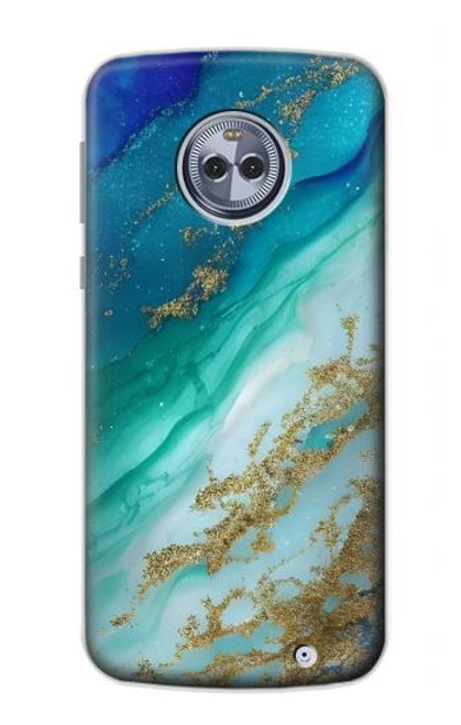 W3920 Abstract Ocean Blue Color Mixed Emerald Hard Case and Leather Flip Case For Motorola Moto X4
