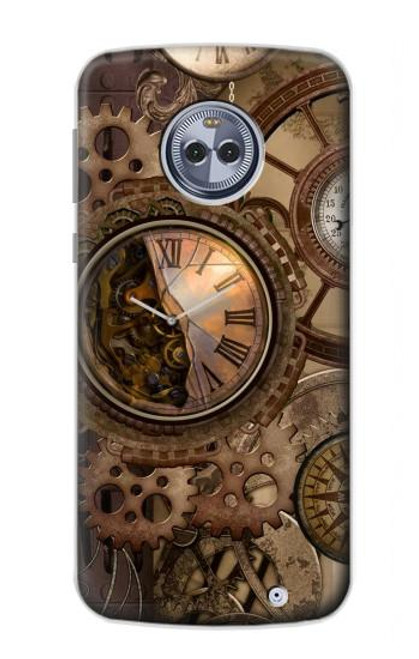 W3927 Compass Clock Gage Steampunk Hard Case and Leather Flip Case For Motorola Moto X4