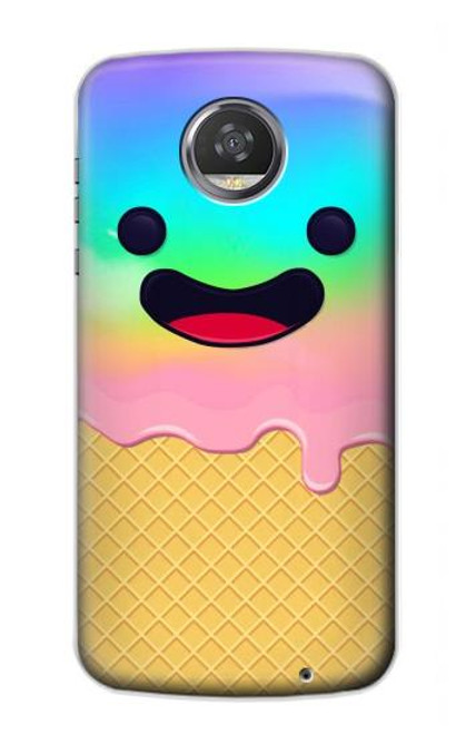 W3939 Ice Cream Cute Smile Hard Case and Leather Flip Case For Motorola Moto Z2 Play, Z2 Force