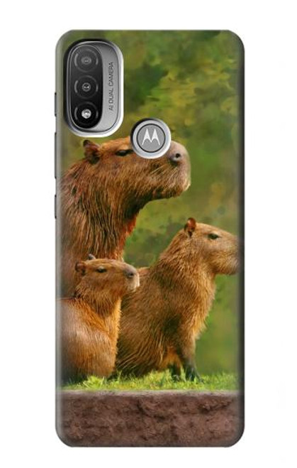 W3917 Capybara Family Giant Guinea Pig Hard Case and Leather Flip Case For Motorola Moto E20,E30,E40