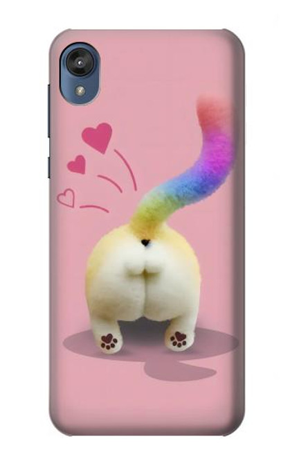 W3923 Cat Bottom Rainbow Tail Hard Case and Leather Flip Case For Motorola Moto E6, Moto E (6th Gen)