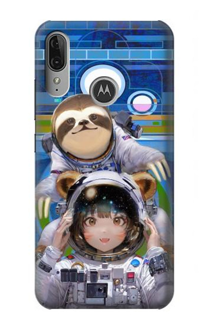 W3915 Raccoon Girl Baby Sloth Astronaut Suit Hard Case and Leather Flip Case For Motorola Moto E6 Plus, Moto E6s