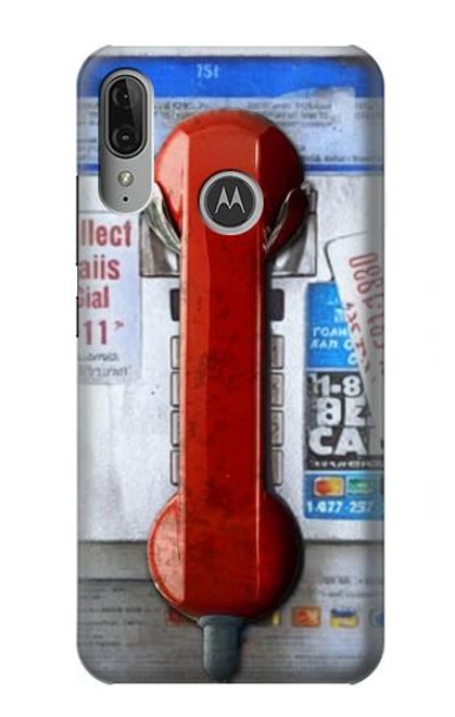 W3925 Collage Vintage Pay Phone Hard Case and Leather Flip Case For Motorola Moto E6 Plus, Moto E6s