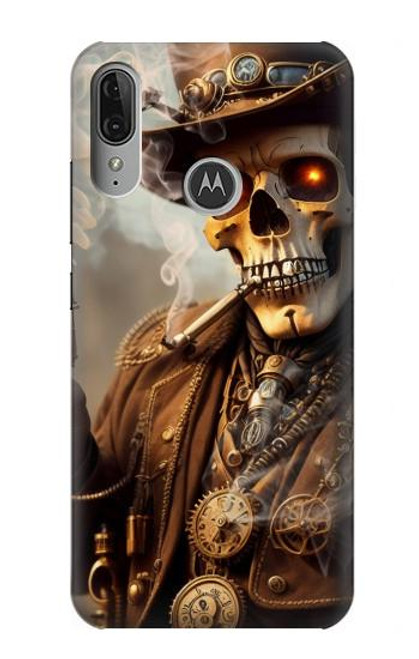 W3949 Steampunk Skull Smoking Hard Case and Leather Flip Case For Motorola Moto E6 Plus, Moto E6s