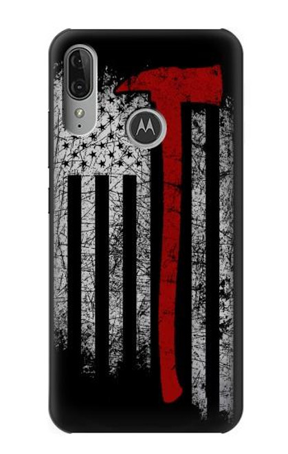 W3958 Firefighter Axe Flag Hard Case and Leather Flip Case For Motorola Moto E6 Plus, Moto E6s