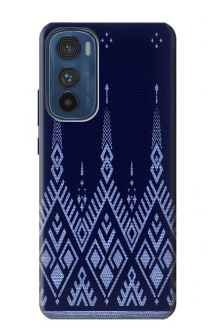 W3950 Textile Thai Blue Pattern Hard Case and Leather Flip Case For Motorola Edge 30