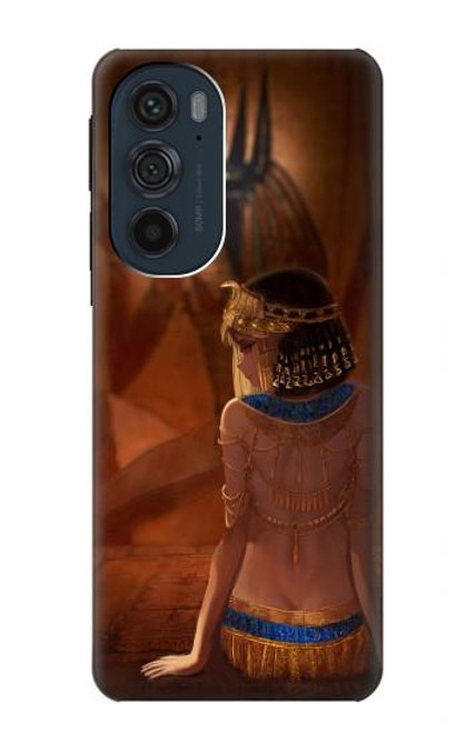 W3919 Egyptian Queen Cleopatra Anubis Hard Case and Leather Flip Case For Motorola Edge 30 Pro