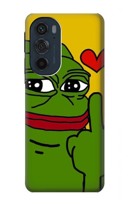 W3945 Pepe Love Middle Finger Hard Case and Leather Flip Case For Motorola Edge 30 Pro