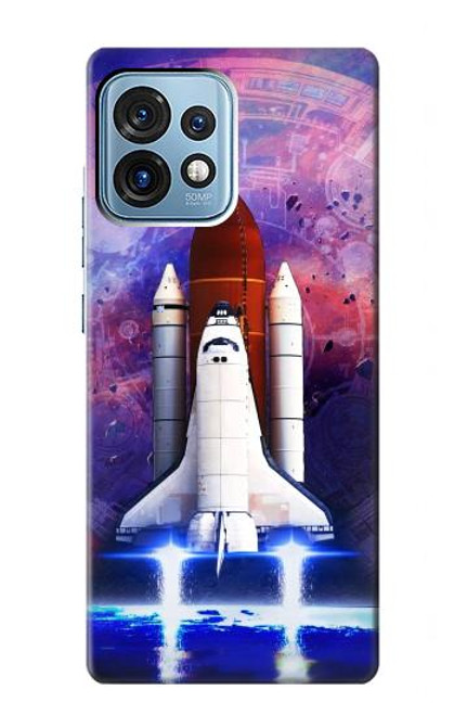 W3913 Colorful Nebula Space Shuttle Hard Case and Leather Flip Case For Motorola Edge+ (2023), X40, X40 Pro, Edge 40 Pro
