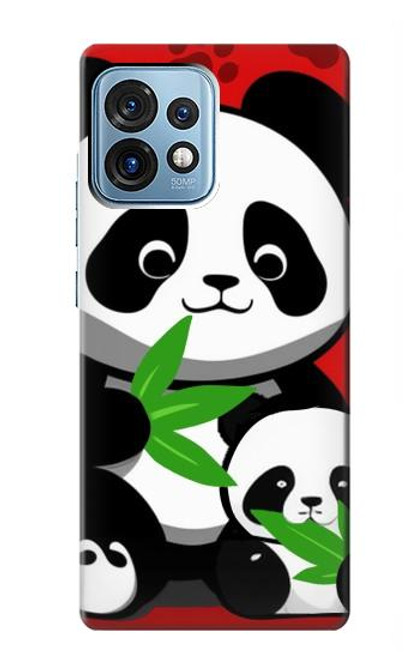 W3929 Cute Panda Eating Bamboo Hard Case and Leather Flip Case For Motorola Edge+ (2023), X40, X40 Pro, Edge 40 Pro