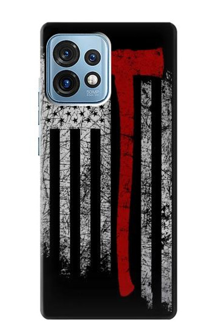 W3958 Firefighter Axe Flag Hard Case and Leather Flip Case For Motorola Edge+ (2023), X40, X40 Pro, Edge 40 Pro