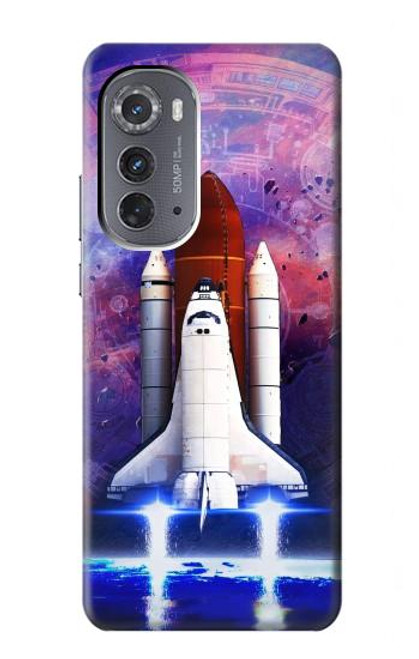 W3913 Colorful Nebula Space Shuttle Hard Case and Leather Flip Case For Motorola Edge (2022)