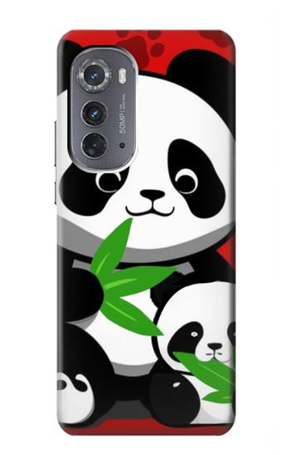 W3929 Cute Panda Eating Bamboo Hard Case and Leather Flip Case For Motorola Edge (2022)