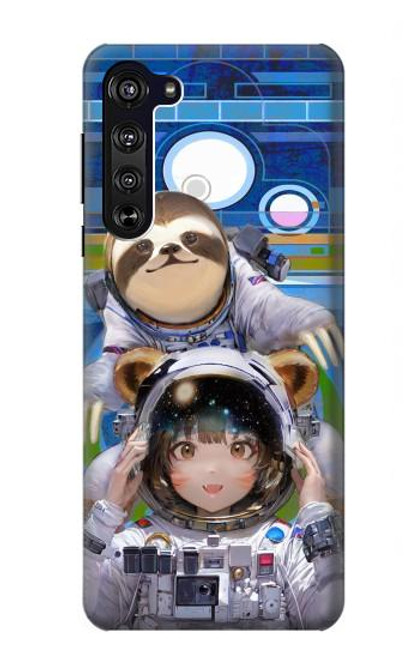 W3915 Raccoon Girl Baby Sloth Astronaut Suit Hard Case and Leather Flip Case For Motorola Edge